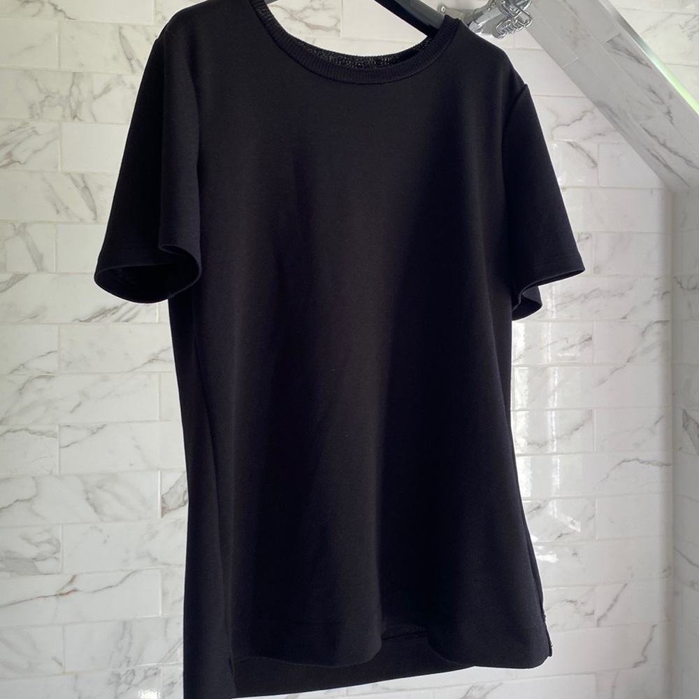 Black poly cotton T-shirt